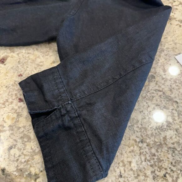 Lucy & Lauren Black linen snap Up Shirt - Picture 6 of 8